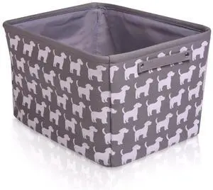 Dog Toy Rectangular Canvas w/Handles Storage Basket Organizer Bin Box 7.5x16x12