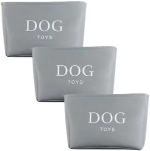 Storage Basket Rectangular with Handles 7.5''x16''x12.25'', Gray Canvas Dog-3Pk