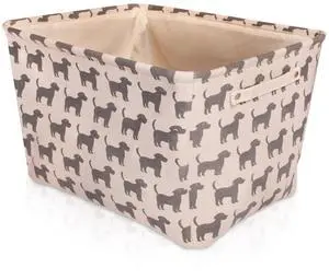 Dog Toy Rectangular Canvas w/Handles Storage Basket Organizer Bin Box 7.5x16x12
