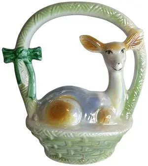 Porcelain Figure Figurine Glossy Finish Decorative Collectable 6.25 High - Deer