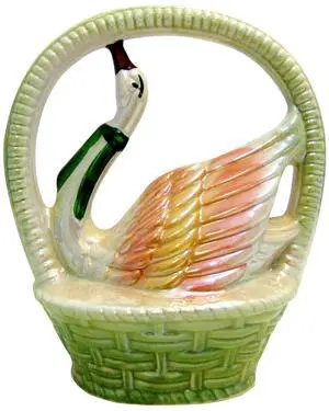 Porcelain Figure Figurine Glossy Finish Decorative Collectable 6.25 High - Swan