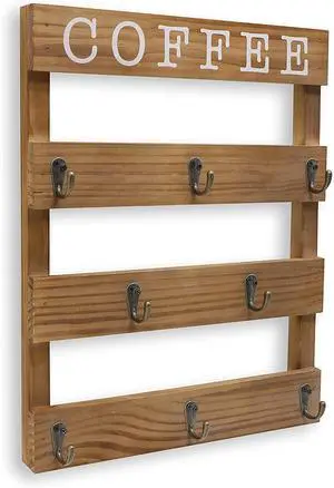 Coffee Mug Holder Wall Mounted Rustic Kitchen Wood For Bar or Station Coffee Rack Coffee Mug Holder Wall Mounted Rustic Kitchen Wood For Bar or Station Coffee Rack