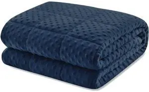 Breathable Soft Weighted Throw Blanket Heavy Blanket with Premium Glass Beads, 48" x 78", 15lbs, Blue Breathable Soft Weighted Throw Blanket Heavy Blanket with Premium Glass Beads, 48" x 78", 15lbs, Blue