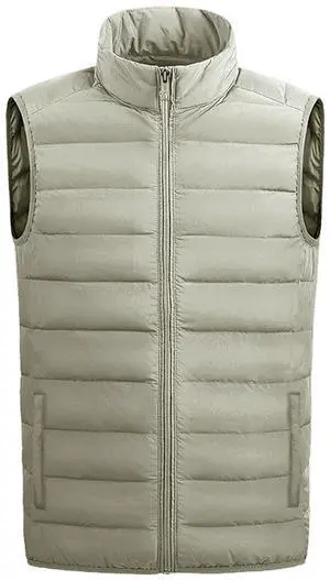 Men's Full Zip Warm Outerwear Puffer Vest Jacket SSY19 Off White M Men's Full Zip Warm Outerwear Puffer Vest Jacket SSY19 Off White M