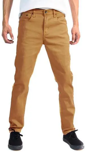 Alta Designer Fashion Mens Slim Fit Skinny Denim Jeans - Dark Khaki - Size 40 Alta Designer Fashion Mens Slim Fit Skinny Denim Jeans - Dark Khaki - Size 40