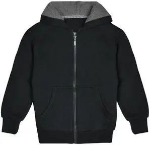 Kids Sherpa Lined Fleece Full Zip Up Hooded Sweatshirt Jacket, Black, M Kids Sherpa Lined Fleece Full Zip Up Hooded Sweatshirt Jacket, Black, M