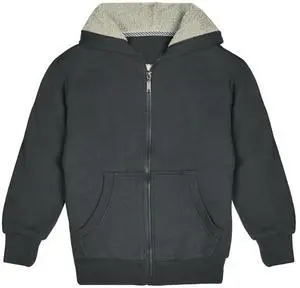 Kids Sherpa Lined Fleece Full Zip Up Hooded Sweatshirt Jacket, Charcoal, S Kids Sherpa Lined Fleece Full Zip Up Hooded Sweatshirt Jacket, Charcoal, S