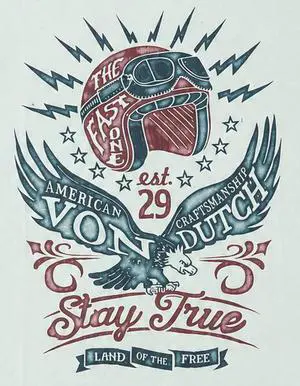 Von Dutch Men's Short Sleeve Stay True, Sea Foam, M Von Dutch Men's Short Sleeve Stay True, Sea Foam, M