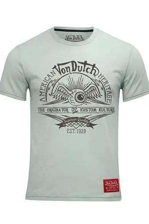 Von Dutch Men's Authentic Logo Design Short Sleeve T-Shirt, Tan, L Von Dutch Men's Authentic Logo Design Short Sleeve T-Shirt, Tan, L