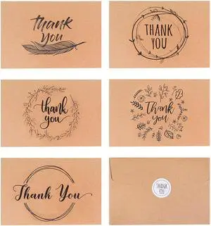 40 Kraft Rustic Envelopes, Stickers Thank You Notes Cards Bulk Set 4x6 inch 40 Kraft Rustic Envelopes, Stickers Thank You Notes Cards Bulk Set 4x6 inch
