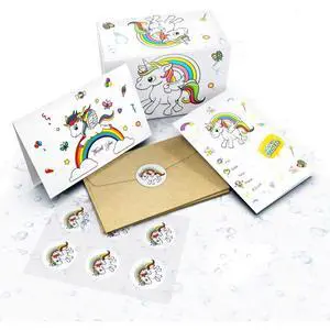Unicorns 24 Invite Cards, 24 Thank You Cards, Bonus 24 Tattoos, and 48 Envelopes Unicorns 24 Invite Cards, 24 Thank You Cards, Bonus 24 Tattoos, and 48 Envelopes