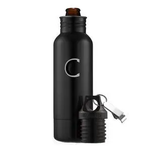 12 Oz Insulated Stainless Steel Cold Beer Bottle Holder with bottle opener-Black 12 Oz Insulated Stainless Steel Cold Beer Bottle Holder with bottle opener-Black