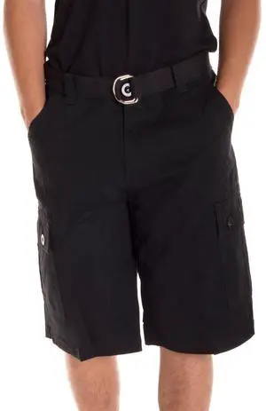Alta Designer Fashion Men's Cargo Shorts, Twill Belt Included - Black Size 36 Alta Designer Fashion Men's Cargo Shorts, Twill Belt Included - Black Size 36