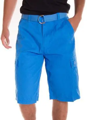 Alta Designer Fashion Men's Cargo Shorts, Twill Belt Included - Sky Blue Size 36 Alta Designer Fashion Men's Cargo Shorts, Twill Belt Included - Sky Blue Size 36