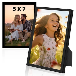 Modern 2-Pack Black Picture Frames 4x6 or 5x7 Plexi Glass Display Modern 2-Pack Black Picture Frames 4x6 or 5x7 Plexi Glass Display