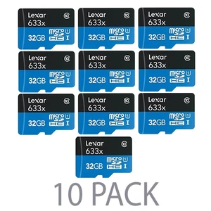 10-Pack Lexar 32GB microSDHC High-Performance 633x Class 10 UHS-I Memory Card 10-Pack Lexar 32GB microSDHC High-Performance 633x Class 10 UHS-I Memory Card