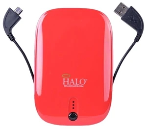 Halo Pocket Power 5500mAh Power Bank w/Micro USB/Lightning/30-Pin Cable-Red Halo Pocket Power 5500mAh Power Bank w/Micro USB/Lightning/30-Pin Cable-Red