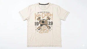Von Dutch Men's "Blood, Sweat, & Gears" Short Sleeve Crew Neck T-Shirt Off White, S Von Dutch Men's "Blood, Sweat, & Gears" Short Sleeve Crew Neck T-Shirt Off White, S