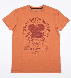 Von Dutch Men's "Superior Quality" Short Sleeve Crew Neck T-Shirt Light Orange, S Von Dutch Men's "Superior Quality" Short Sleeve Crew Neck T-Shirt Light Orange, S