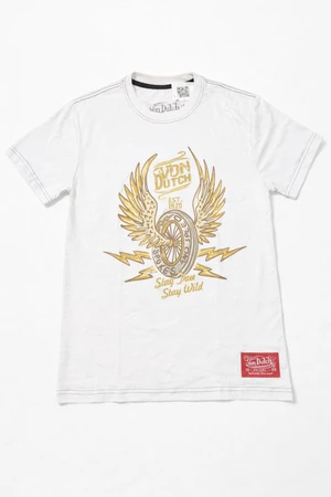 Von Dutch Men's "Stay True, Stay WIld" Short Sleeve Crew Neck T-Shirt Off White, M Von Dutch Men's "Stay True, Stay WIld" Short Sleeve Crew Neck T-Shirt Off White, M