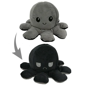 Reversible Flip Octopus Stuffed Double Sided Toy Plush Soft Animal - Black Gray Reversible Flip Octopus Stuffed Double Sided Toy Plush Soft Animal - Black Gray