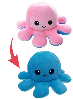 Reversible Flip Octopus Stuffed Double Sided Toy Plush Soft Animal - Blue - Pink Reversible Flip Octopus Stuffed Double Sided Toy Plush Soft Animal - Blue - Pink
