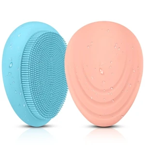 2pcs Silicone Facial Cleansing Soft Massaging Brush Face Massager & Storage Case 2pcs Silicone Facial Cleansing Soft Massaging Brush Face Massager & Storage Case