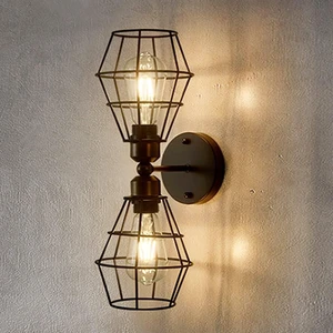 Metal Industrial Farmhouse Wall Sconce 2-Lights Retro Cage Wall Mount Fixture Metal Industrial Farmhouse Wall Sconce 2-Lights Retro Cage Wall Mount Fixture