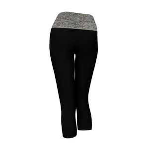 Alta Women's Two Tone Foldover Stretch Yoga Capri Leggings Black Heather Grey Alta Women's Two Tone Foldover Stretch Yoga Capri Leggings Black Heather Grey
