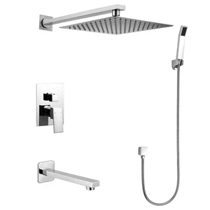 Eisen Home 8" Square Rain Shower Head Wall Mount Valve & Trim Polished Chrome Eisen Home 8" Square Rain Shower Head Wall Mount Valve & Trim Polished Chrome