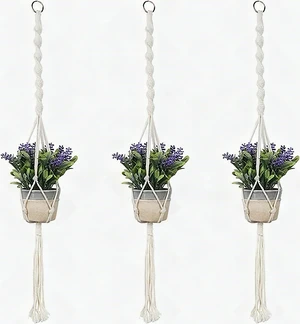 Macrame Plant Hanger 3 Pack with Hooks Cotton Rope Hanging Planters Indoor - New Macrame Plant Hanger 3 Pack with Hooks Cotton Rope Hanging Planters Indoor - New
