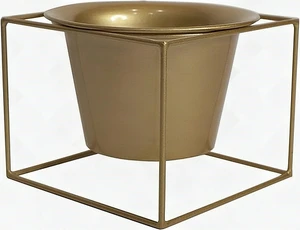 Metal Square Flower Plant Pot with Stand 6" Indoor Modern Planter Gold New Metal Square Flower Plant Pot with Stand 6" Indoor Modern Planter Gold New