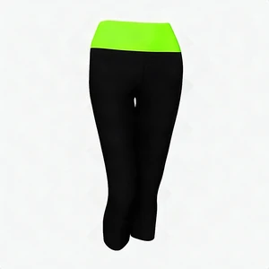 Alta Women's Black Neon Green Two-Tone Foldover Yoga Capri Leggings Small New Alta Women's Black Neon Green Two-Tone Foldover Yoga Capri Leggings Small New
