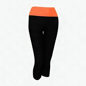 Alta Womens Two Tone Foldover Yoga Capri Leggings Black Peach Stretch SM New Alta Womens Two Tone Foldover Yoga Capri Leggings Black Peach Stretch SM New