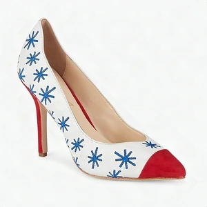 Isa Tapia Estrella Embroidered Suede Leather Heel Pumps White Size 9.5 - New Isa Tapia Estrella Embroidered Suede Leather Heel Pumps White Size 9.5 - New