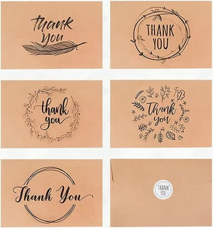 40 Kraft Rustic Envelopes, Stickers Thank You Notes Cards Bulk Set 4x6 inch 40 Kraft Rustic Envelopes, Stickers Thank You Notes Cards Bulk Set 4x6 inch