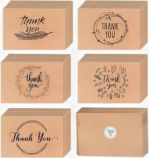 80 Thank You Cards Bulk Set with Kraft Envelopes Stickers 4x6 Blank Brown New 80 Thank You Cards Bulk Set with Kraft Envelopes Stickers 4x6 Blank Brown New