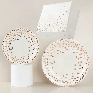 150 Pcs Rose Gold Disposable Paper Plates Napkins Party Supplies Set for 50 150 Pcs Rose Gold Disposable Paper Plates Napkins Party Supplies Set for 50