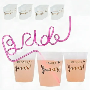16-Pack Clear Plastic Cups Gold Rim 16oz Disposable Wedding Bachelorette Party 16-Pack Clear Plastic Cups Gold Rim 16oz Disposable Wedding Bachelorette Party