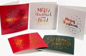 20 Christmas Holiday Greeting Cards with Gold Foil Envelopes Bulk Pack 5x5 New 20 Christmas Holiday Greeting Cards with Gold Foil Envelopes Bulk Pack 5x5 New