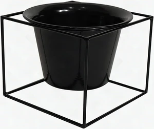 Metal Square Flower Plant Pot with Stand 6" Indoor Modern Planter - Black Metal Square Flower Plant Pot with Stand 6" Indoor Modern Planter - Black