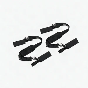 Ski Carrier Strap Shoulder Pole Boot Holder Adjustable Black Nylon 2 Pack - New Ski Carrier Strap Shoulder Pole Boot Holder Adjustable Black Nylon 2 Pack - New