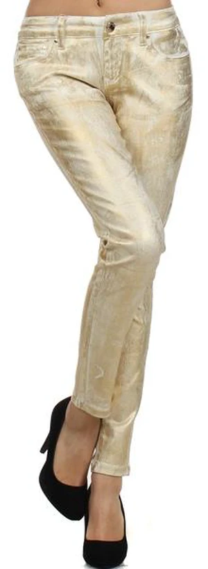 Bonage Women's Skinny Pants Gold Snakeskin Leopard Print High Waist Fashion New Bonage Women's Skinny Pants Gold Snakeskin Leopard Print High Waist Fashion New