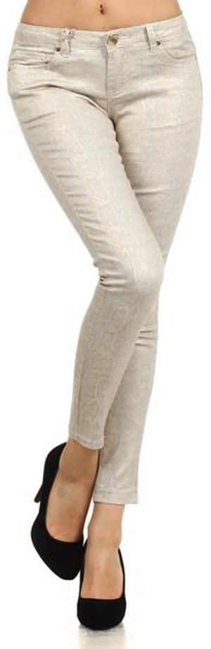 Bonage Women's Skinny Pants Gold Snakeskin Leopard Print High Waist Fashion New Bonage Women's Skinny Pants Gold Snakeskin Leopard Print High Waist Fashion New