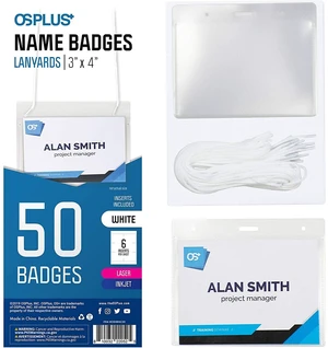 OS Plus Horizontal Top-Loading Lanyard ID Badge Card Holder 3" x 4" White - New OS Plus Horizontal Top-Loading Lanyard ID Badge Card Holder 3" x 4" White - New