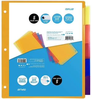 OS Plus 5-Tab 3 Ring Durable Plastic Binder Dividers 2x Space in Tabs 1/3/6 Set OS Plus 5-Tab 3 Ring Durable Plastic Binder Dividers 2x Space in Tabs 1/3/6 Set