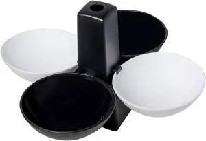 Altatac Sports Party Serving Bowls, 2 Black, 2 White Bowls and Stand