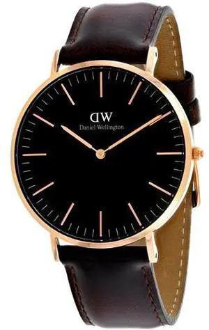 DANIEL WELLINGTON WOMEN'S 40MM LEATHER BAND STEEL CASE QUARTZ WATCH DW00100125