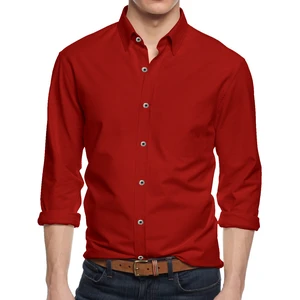 Alta Men's Long Sleeve Button Down Cotton Extra Slim Fit Pointed Collar Dress Shirt - Red - Large Alta Men's Long Sleeve Button Down Cotton Extra Slim Fit Pointed Collar Dress Shirt - Red - Large
