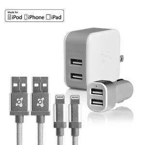 Ubio Labs USB Wall and Car Charger w/ Certified Lightning USB Cables Kit Ubio Labs USB Wall and Car Charger w/ Certified Lightning USB Cables Kit